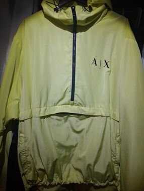 Armani Exchange Neon Yellow Hooded 1/4 Zip Jacket Xxl Excellent Condition